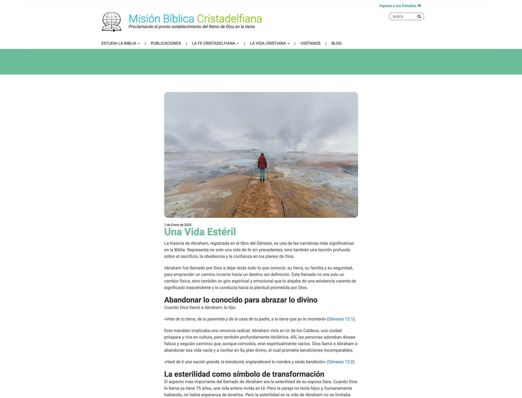 LaBiblia blog layout with articles and content feed