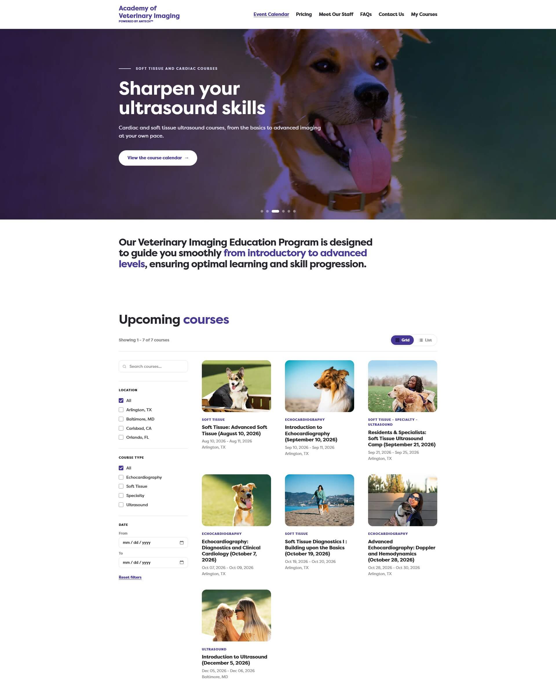 Academy of Veterinary Imaging custom Shopify website