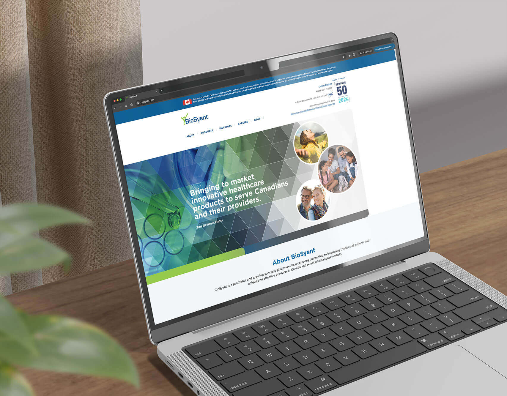BioSyent corporate WordPress website design mockup