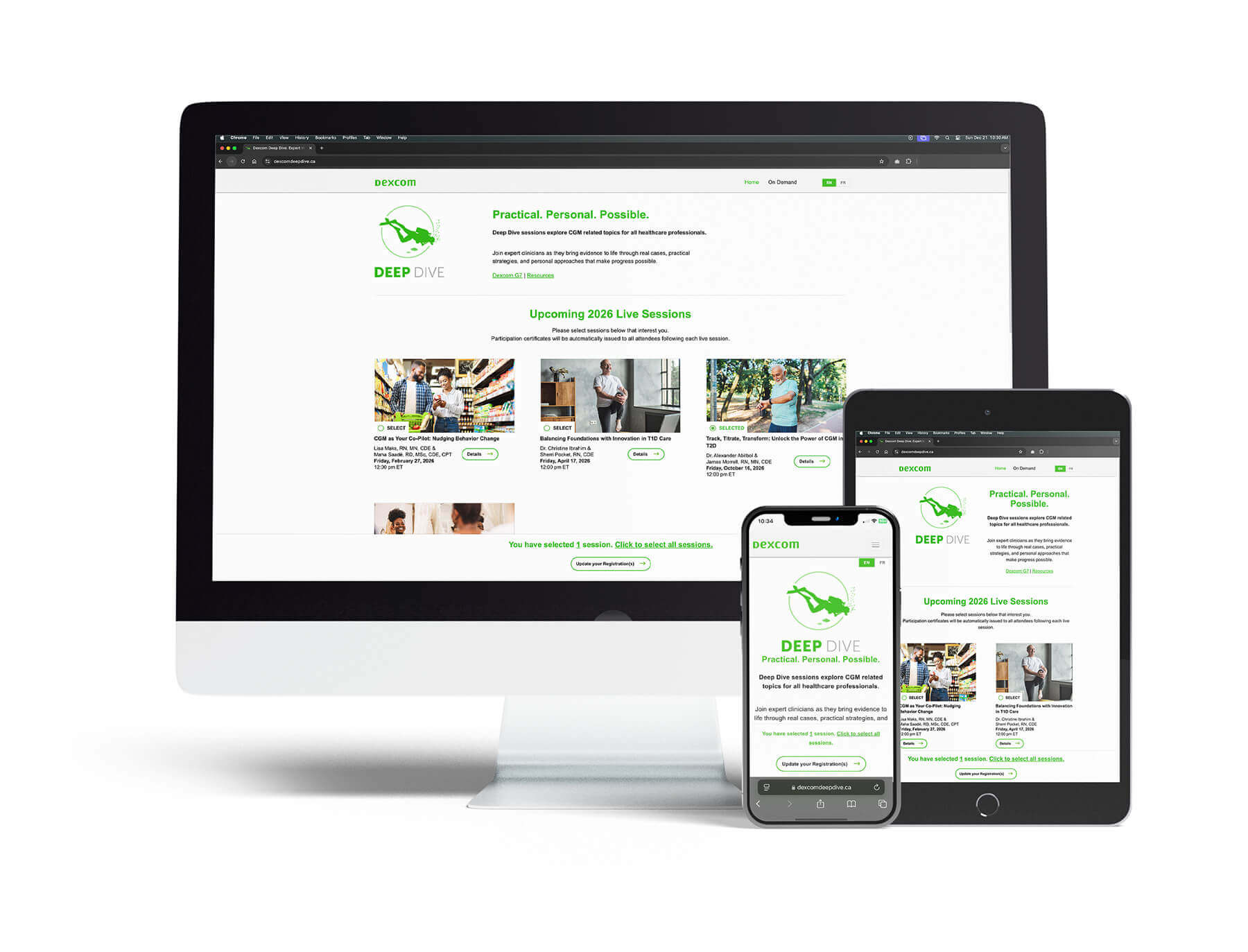 Dexcom Deep Dive webinar website design