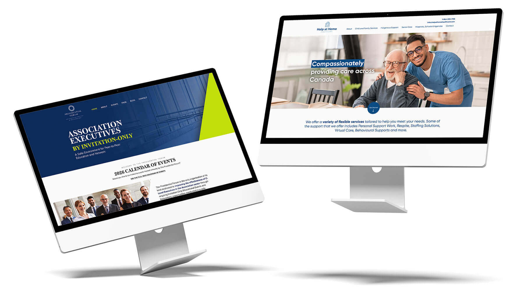 Custom website design mockup on desktop