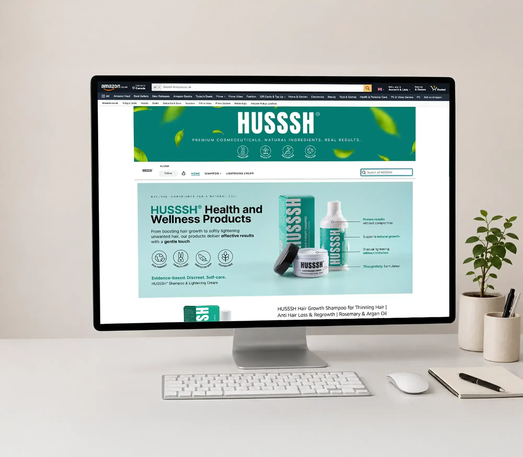 Hush Health UK Amazon Storefront design work