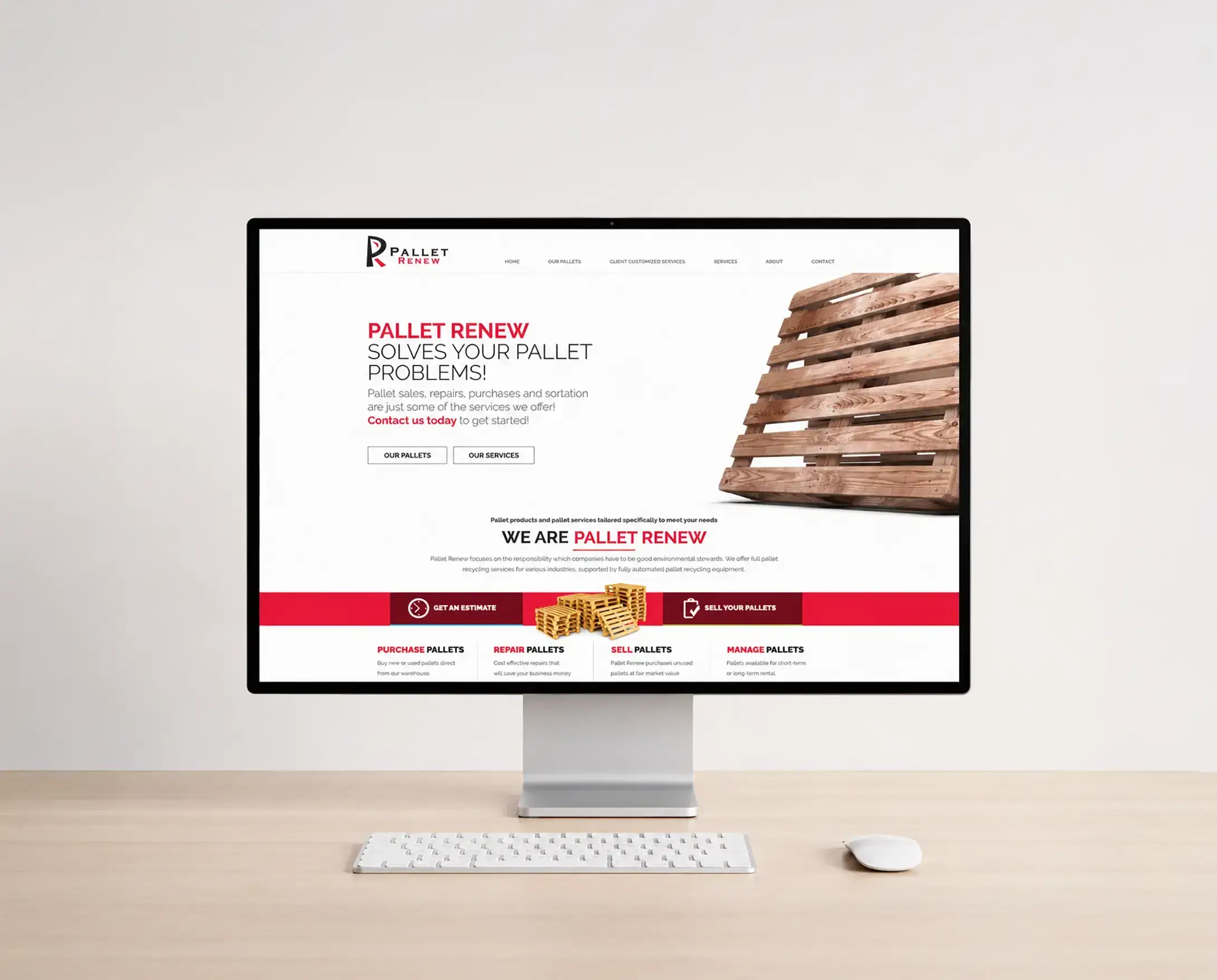 Pallet Renew company WordPress website design mockup